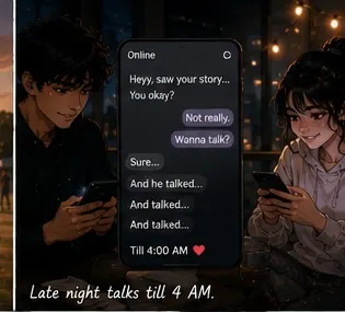 Animated late-night conversation